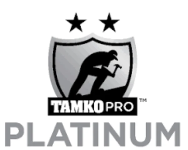 TAMKO Pro Platinum certification badge held by S&S Roofing